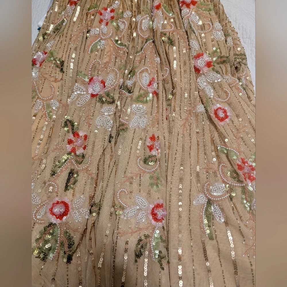 Elegant Mac Duggal Beaded  Long Sleeve Midi Dress. Size 14 - Picture 4 of 5